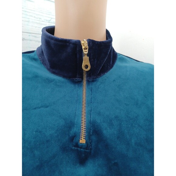 Vtg Willow Ridge Blouse Top Short Sleeve Mock Neck Blue Green Colorblock Sz S - Picture 2 of 8